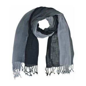 Black & Gray Pleated Long Scarf Wrap